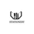 Logo stationery illustration pencil set design vector Royalty Free Stock Photo