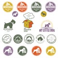 Logo store goods for pets. Delivery. The set of Terrier dog logos.