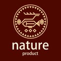 Logo. Stylized deer, fish, berries, cones in the circle. Figures of the nationalities of the north Royalty Free Stock Photo