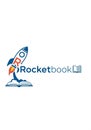 A logo with a stylized rocket taking off from an open book. The Royalty Free Stock Photo