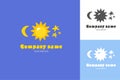 Logo with sun, moon and stars in three color version. Royalty Free Stock Photo