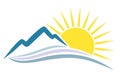 Logo sun with mountains.