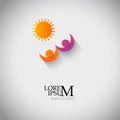 Logo sun people holding hands. Vector illustration Royalty Free Stock Photo