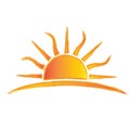 Logo sun swirly rays tropical climate vector