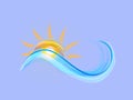 Logo sun waves beach swirly watercolor vector web image template Royalty Free Stock Photo