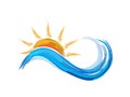 Logo sun waves beach swirly watercolor vector web image template Royalty Free Stock Photo
