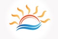 Logo sun waves summer beach tropical paradise Royalty Free Stock Photo