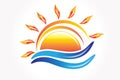 Logo sun waves summer beach tropical paradise Royalty Free Stock Photo