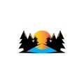 Logo sunset nature illustration colorful vector design Royalty Free Stock Photo