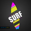 Logo surfing. Emblem of Surf Club with surfing boards.Vector. Flat icon.