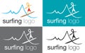 Logo surfing on sea wave