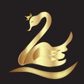 Logo gold swan with crown logo vector design id business card image template Royalty Free Stock Photo