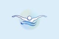 Logo swim sport icon vector line art waves Royalty Free Stock Photo