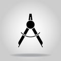 Compass drawing icon or logo in glyph