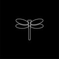 Logo or symbol of dragonfly icon isolated on dark background Royalty Free Stock Photo