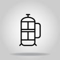 French press icon or logo in outline