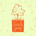 Logo symbol for fresh juice. Fruit tree. Orange tree. Hand drawn