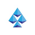 Iceberg Fish Crystal Triangle Leaf Blue Space Stone Icon Logo Symbol