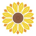 Logo and symbol of sunflower vector illustration in flat style Royalty Free Stock Photo
