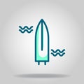 Surf board icon or logo in  twotone Royalty Free Stock Photo