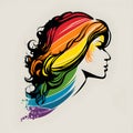 Logo, a symbol of a woman\'s face with colorful shapes