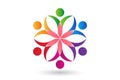 Logo teamwork flower people web vector design