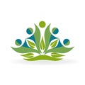 Logo teamwork green healthy nature people ecology business icon vector image illustration graphic design