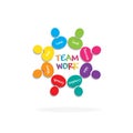 Logo teamwork meanings of teamwork. People around in a meeting icon vector Royalty Free Stock Photo