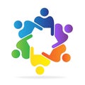 Logo teamwork meeting people flat image vector illustration colorful design