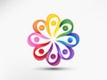 Logo teamwork unity diversity people flower shape