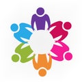 Logo teamwork unity people holding hands colorful vector logotype design