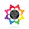 Logo teamwork unity people holding hands colorful vector Royalty Free Stock Photo