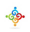 Logo teamwork wave swirly people holding hands