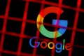 The logo of the technology company Google behind bars. The concept of Google censorship and prohibition