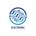 Logo technology. Electronic computer chip sign. Network symbol. Vector illustration. Graphic design Royalty Free Stock Photo