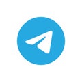 White paper plane on blue background. Vector illustration. Telegram icon.