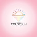 Sun Sea Colored Vector Logo