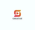 S letter modern video player abstract company logo icon