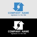 Logo template with arrows on light and on a black background. An example of design for financial exchange company. Royalty Free Stock Photo