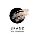 Logo template in black and gold artistic style. Feminine logotype for beautiful brand