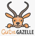 Logo template with cute curious Gazelle. Vector logo design savanna animal template for zoo, veterinary clinics. Cartoon antelope
