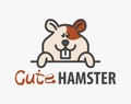 Logo template with cute hamster. Vector logo design template for pet shops, veterinary clinics and animal shelters. Cartoon cavy