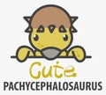 Logo template with cute Pachycephalosaurus. Vector logo design template for museum of paleontology or for childrens shop. Cartoon