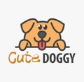 Logo template with cute puppy. Vector logo design template for pet shops, veterinary clinics and animal shelters. Cartoon dog logo