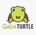 Logo template with cute turtle. Vector logo design template for pet shops, veterinary clinics and animal shelters. Royalty Free Stock Photo