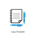 A logo template featuring a spiral-bound notebook with a few horizontal lines on its Royalty Free Stock Photo