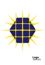 A logo template featuring a stylized sun design. Blue squares are arranged in a grid Royalty Free Stock Photo