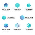 Logo template hexagon design. Tech box