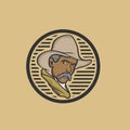 American cowboy in a hat. Logo or emblem vector illustration, Portrait of cowboy in mask. vector illustration