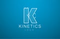 Logo template letter K in the style of a technical drawing. Royalty Free Stock Photo